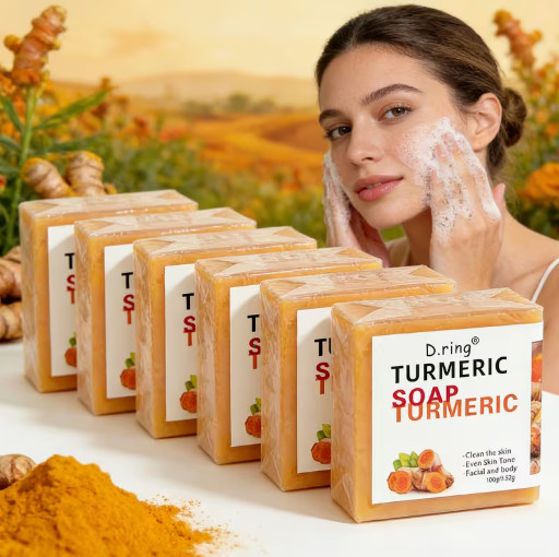 2Bar Turmeric & Curcumin Soap Set with Lemon - Handmade, Alcohol-Free, Suitable
