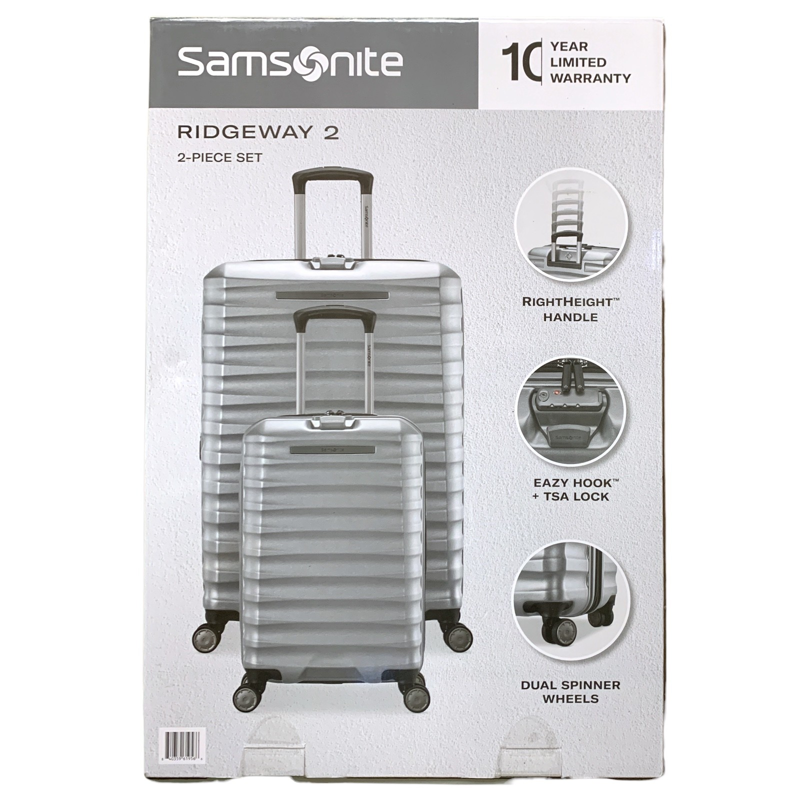 Samsonite Ridgeway II 2-Piece Hardside Set, Checked & Carry-On Spinners, Silver