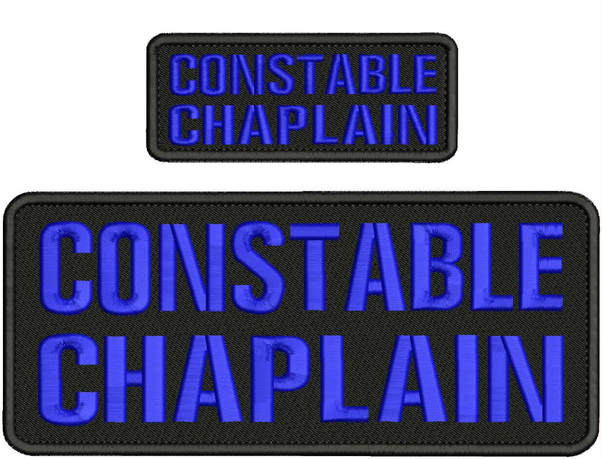 Constabl chaplain embroidery patch  4x10 and 2x5 inches hook blue black
