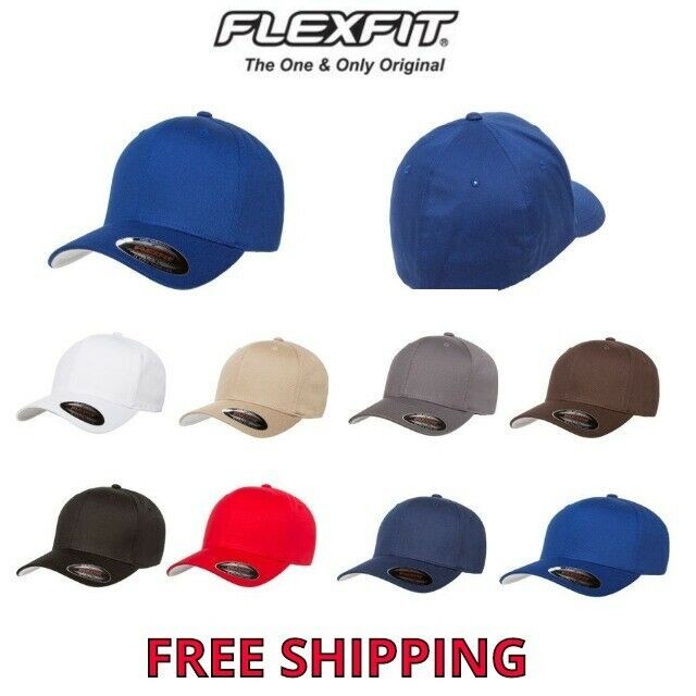 Flex Fit V-Flexfit Fitted Cotton Baseball Cap Plain Blank Hat 5001 Flex Fit