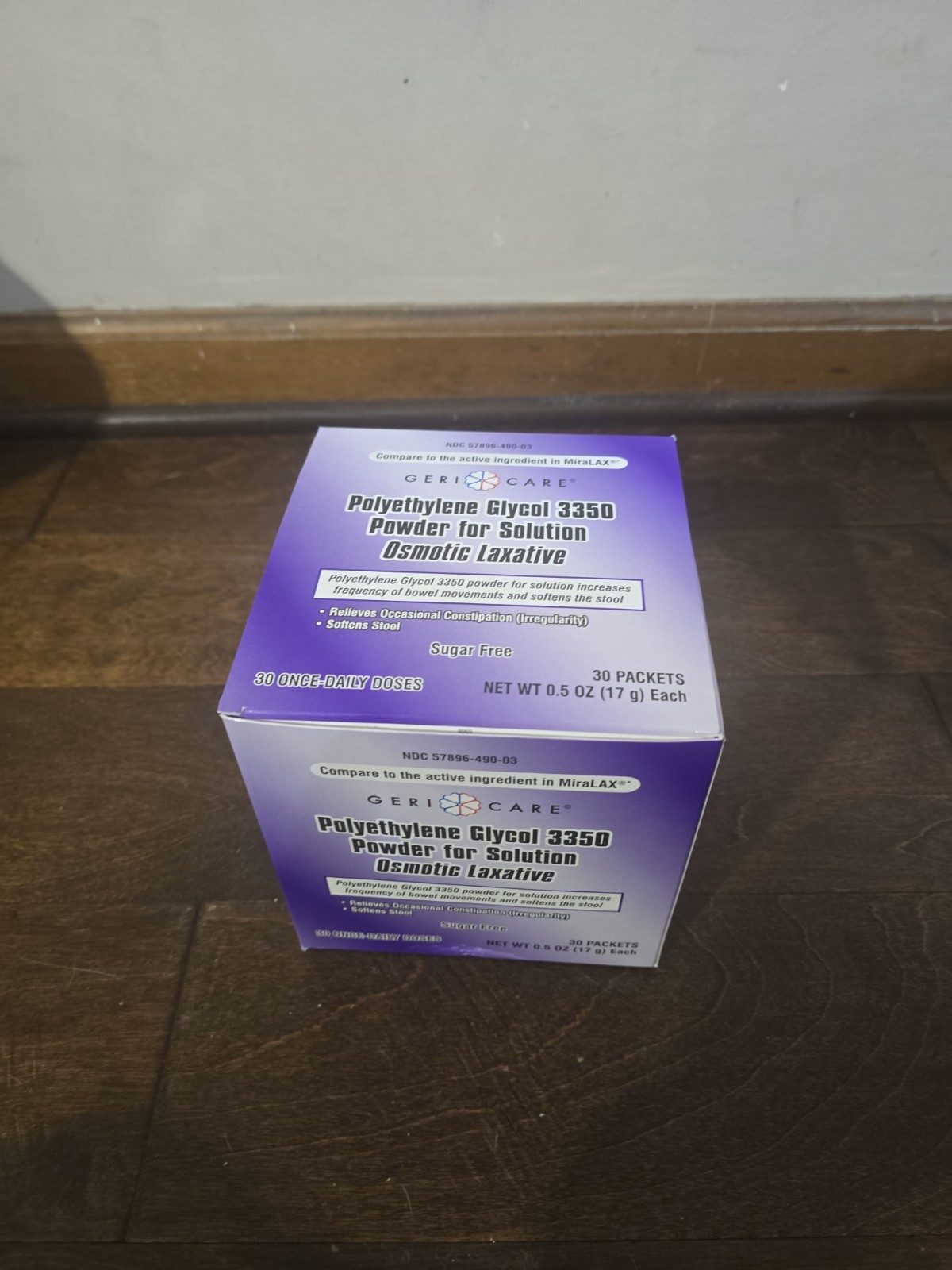 30PK Gericare Polyethylene Glycol 3350 Powder Osmotic Laxative Packets 0.5oz/17g