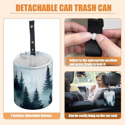 Car Trash Can Waterproof Garbage Can Car-Seat Back Hanging Mountain Forest