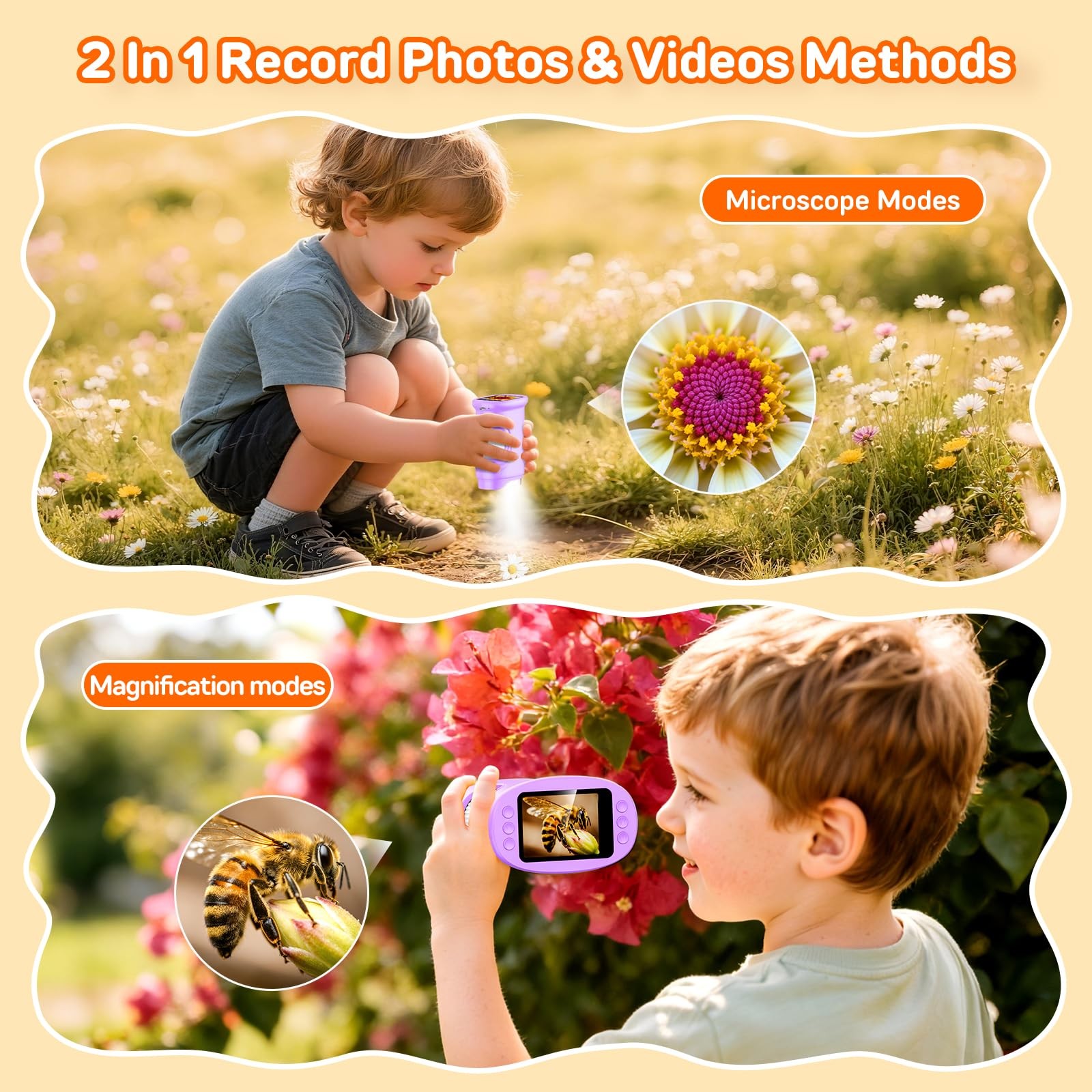 1000X Handheld Digital Microscope for Kids with 2.0" IPS Screen, Purple