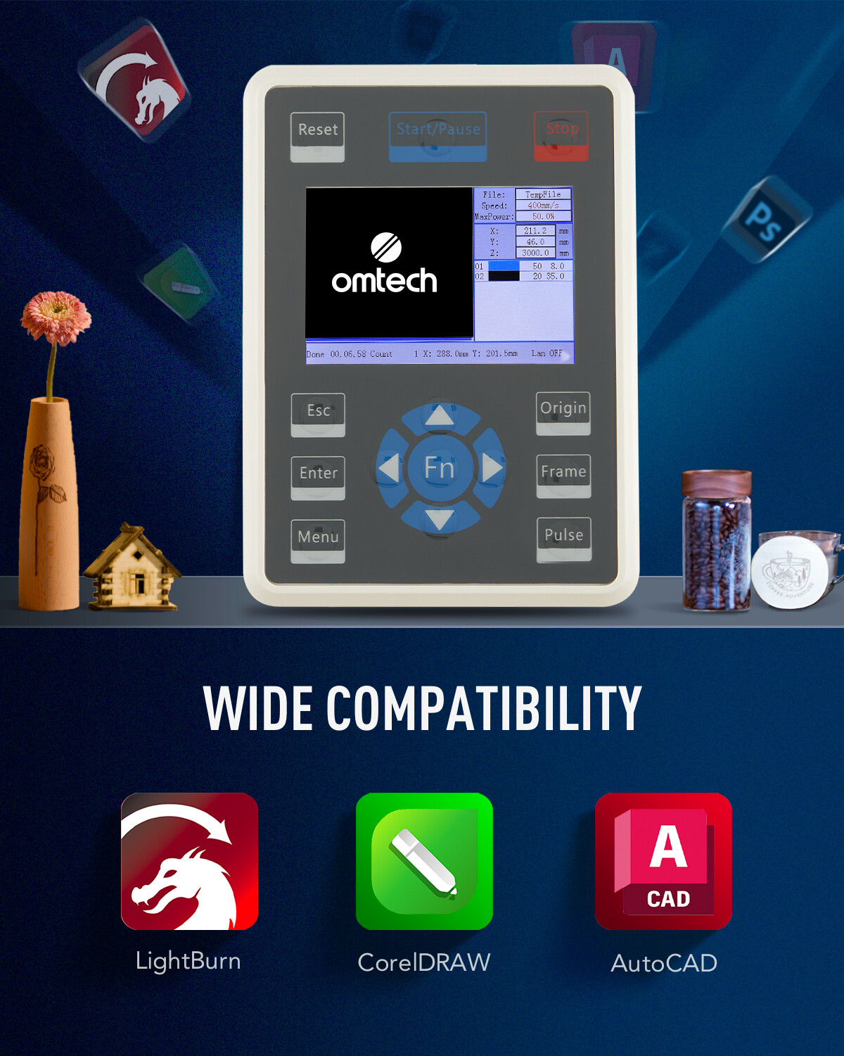 OMTech AF3555-130 130W CO2 Laser Cutter Cutting Machine with Premium Accessories
