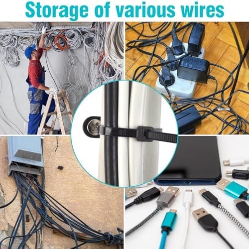 110 Pcs Cable Zip Tie Mounts Wire Cable Clips Organizer Holders with 6" Cable...