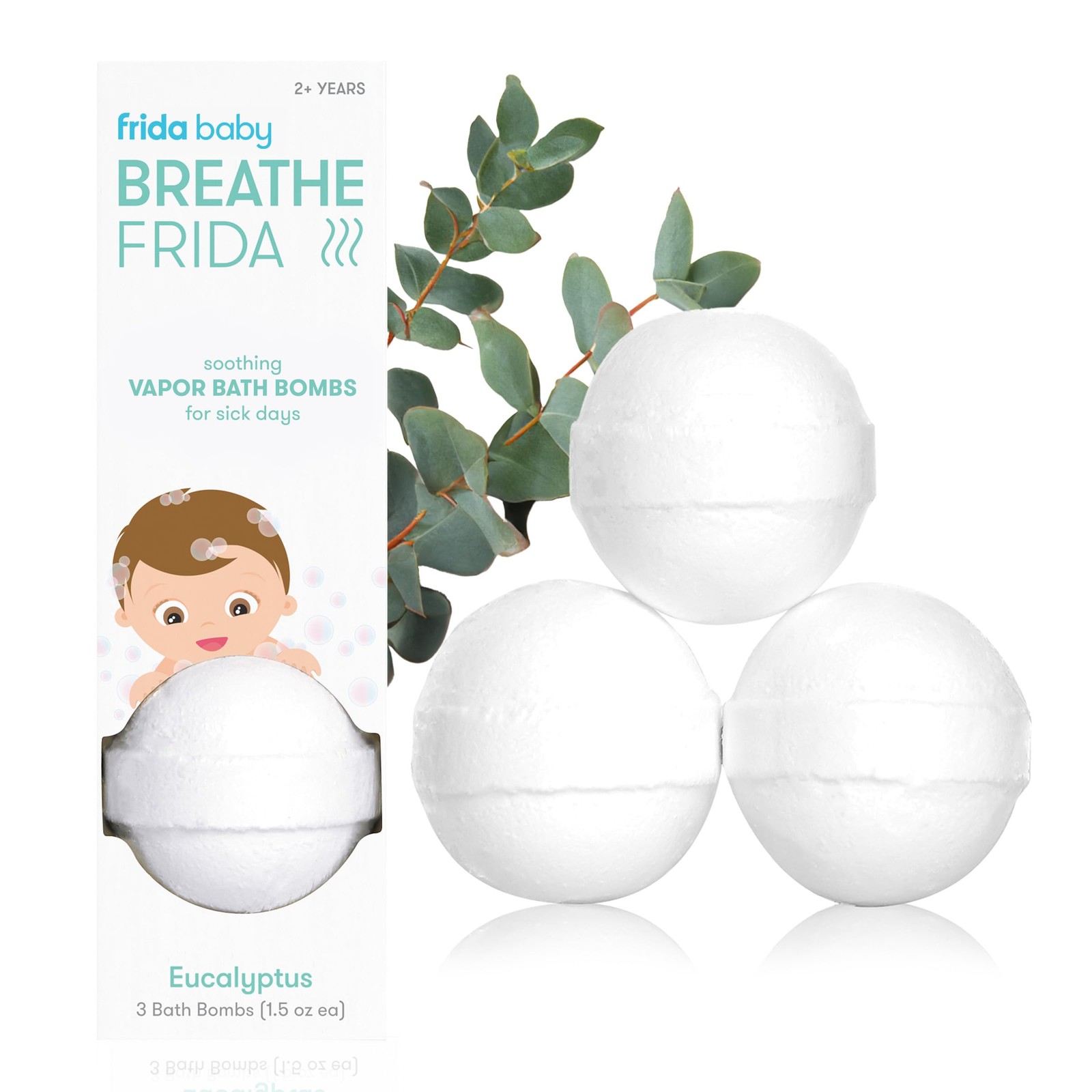 Frida Baby Natural Vapor Bath Bombs for Toddlers & Kids, Eucalyptus Essential
