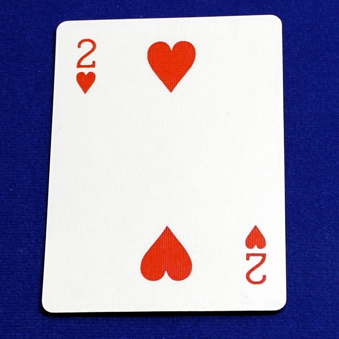 2 of Hearts - Moved Corner Pips, Bicycle Printed Gaff Card, Red