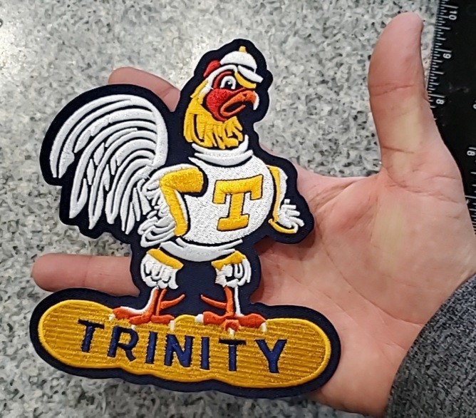 XL Trinity College Bantams Logo Patch. Hartford Conn Embroidered. Iron On. 6"
