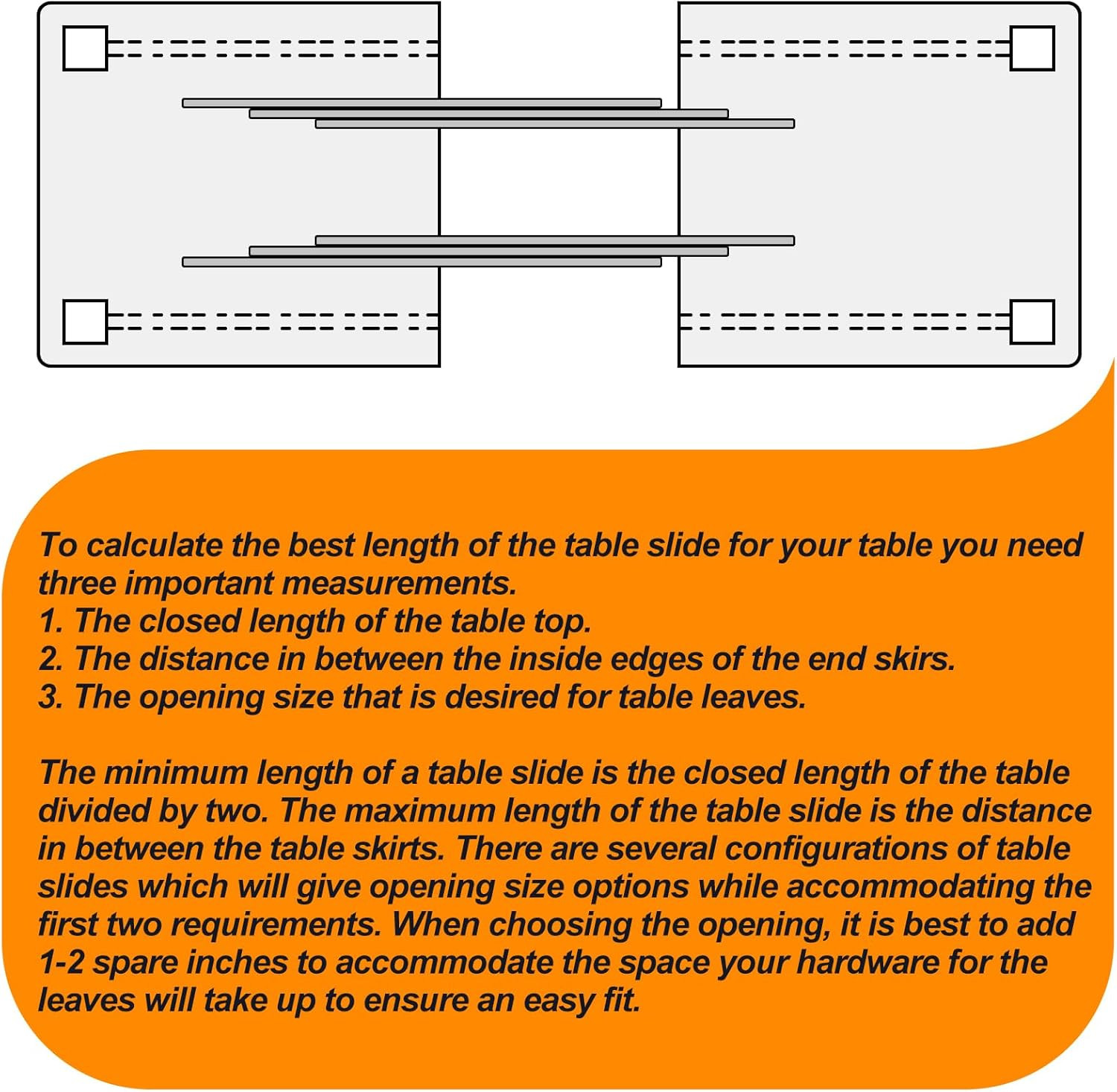 2 Pack 26" Table Extension Slides for Smooth 52" Openings - Easy Install