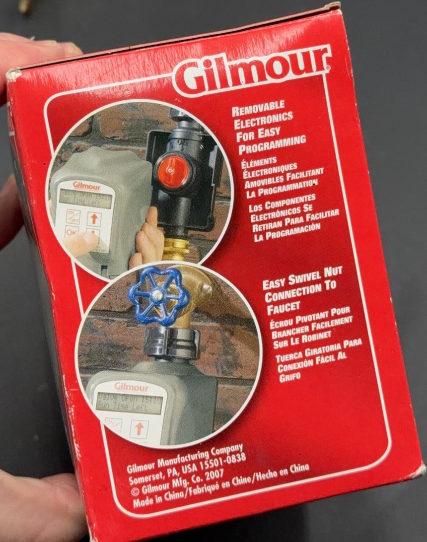 Gilmour Electronic Water Timer 8 Cycle Model 9408GF Programmable Easy To Set NEW