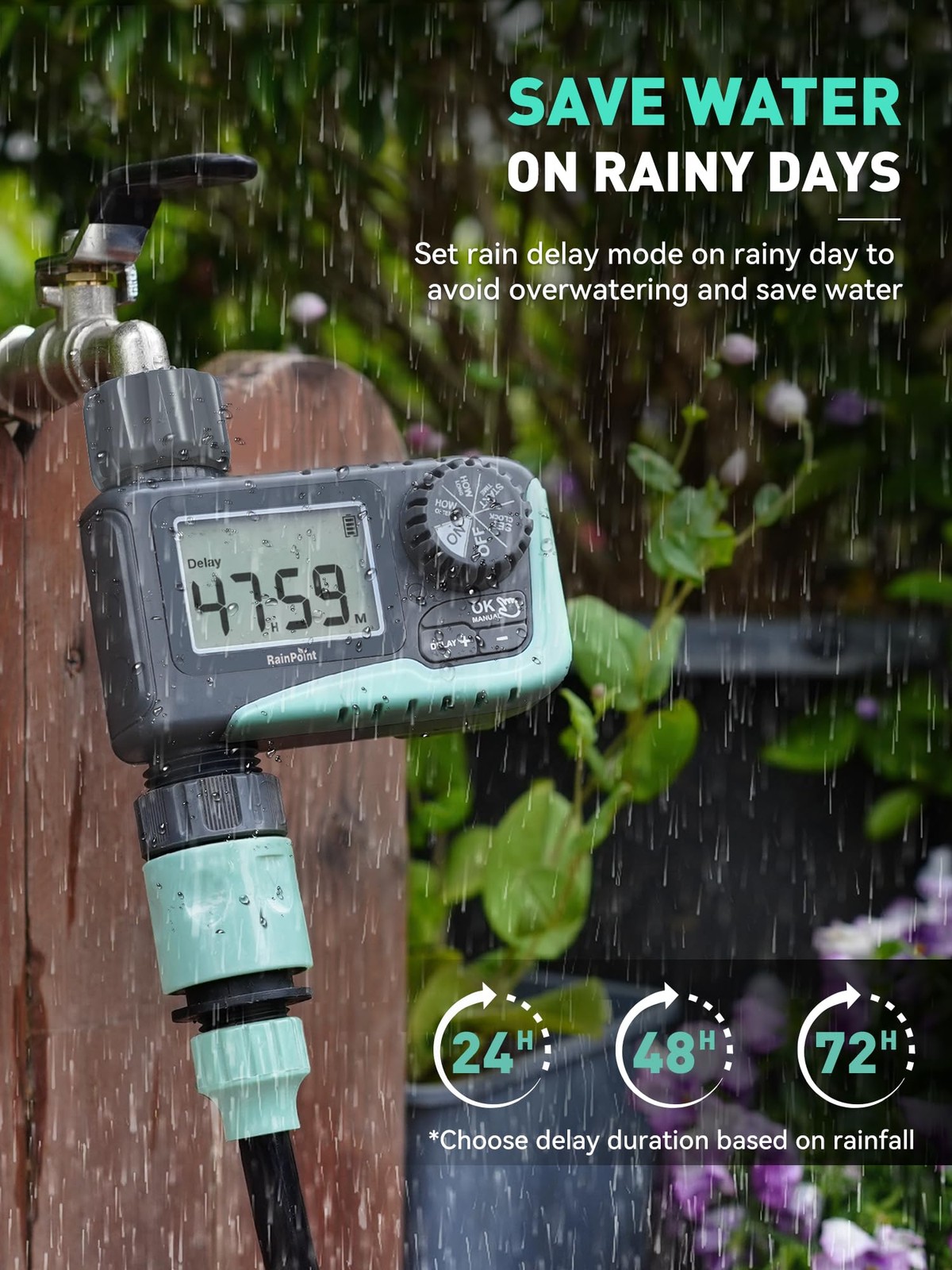 New RAINPOINT Sprinkler Timer, Programmable Water Timer for Garden Hose, Outdoor