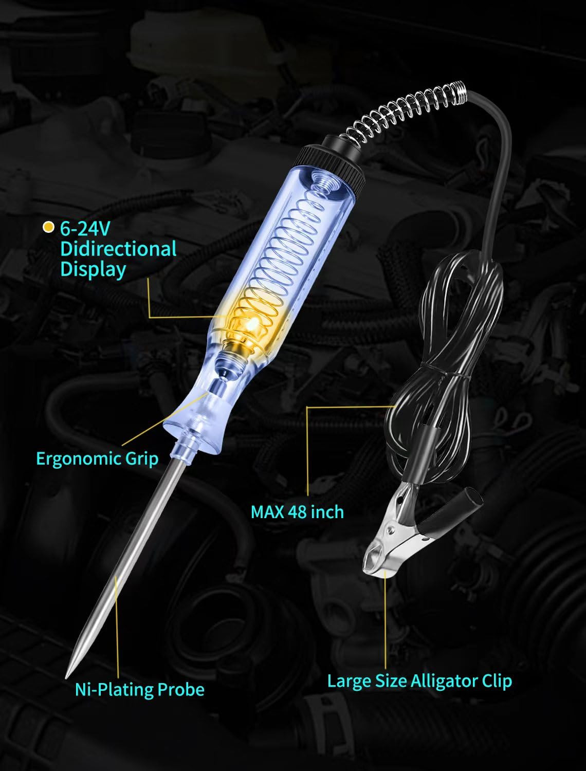 6-24V Automotive Circuit Tester Test Light Voltage Probe Electrical Tool