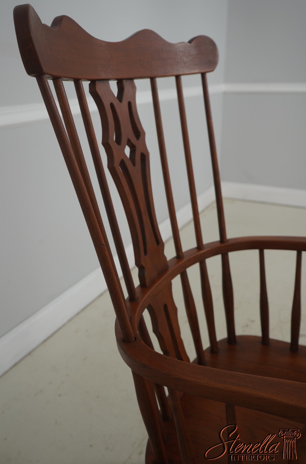 L71863: Set of 6 Solid Cherry Brace Back Windsor Chairs