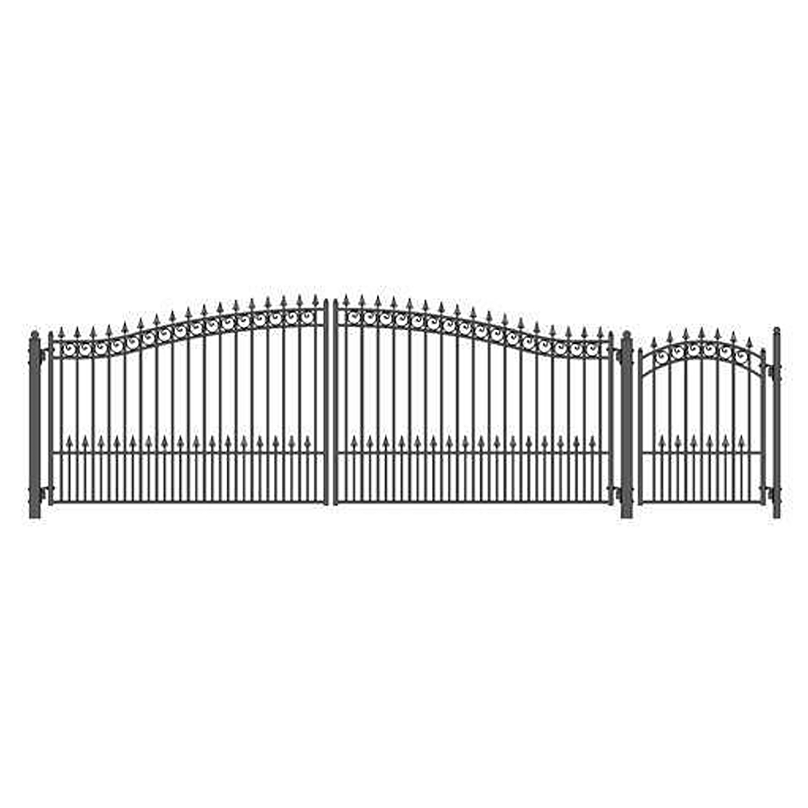 ALEKO Prague Style Garden Yard 18' Dual Black Driveway Gate with Pedestrian Gate
