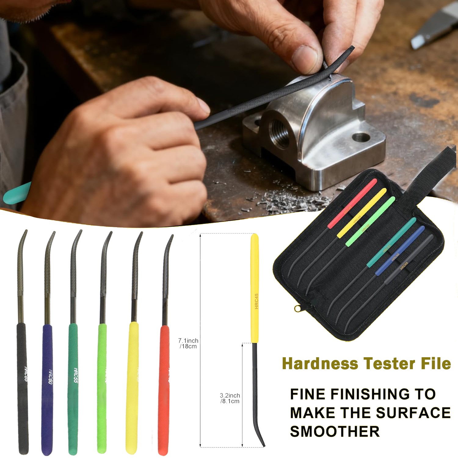 Hardness Tester Checker File 6pcs HRC40-HRC65 Rough Estimation of Metal Rigidity