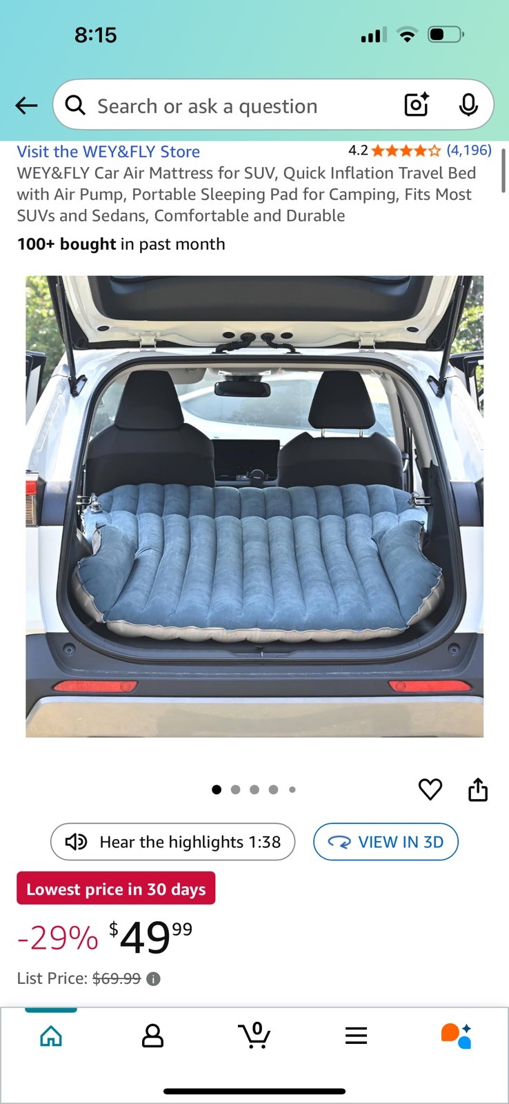 WEY&FLY AIR Mattress, Car Mattress for SUV, Car with Electric Air Pump