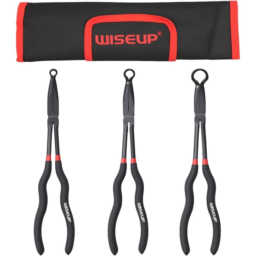 3-Piece Long Reach Hose Grip Pliers Set for Automotive Hoses and Fittings