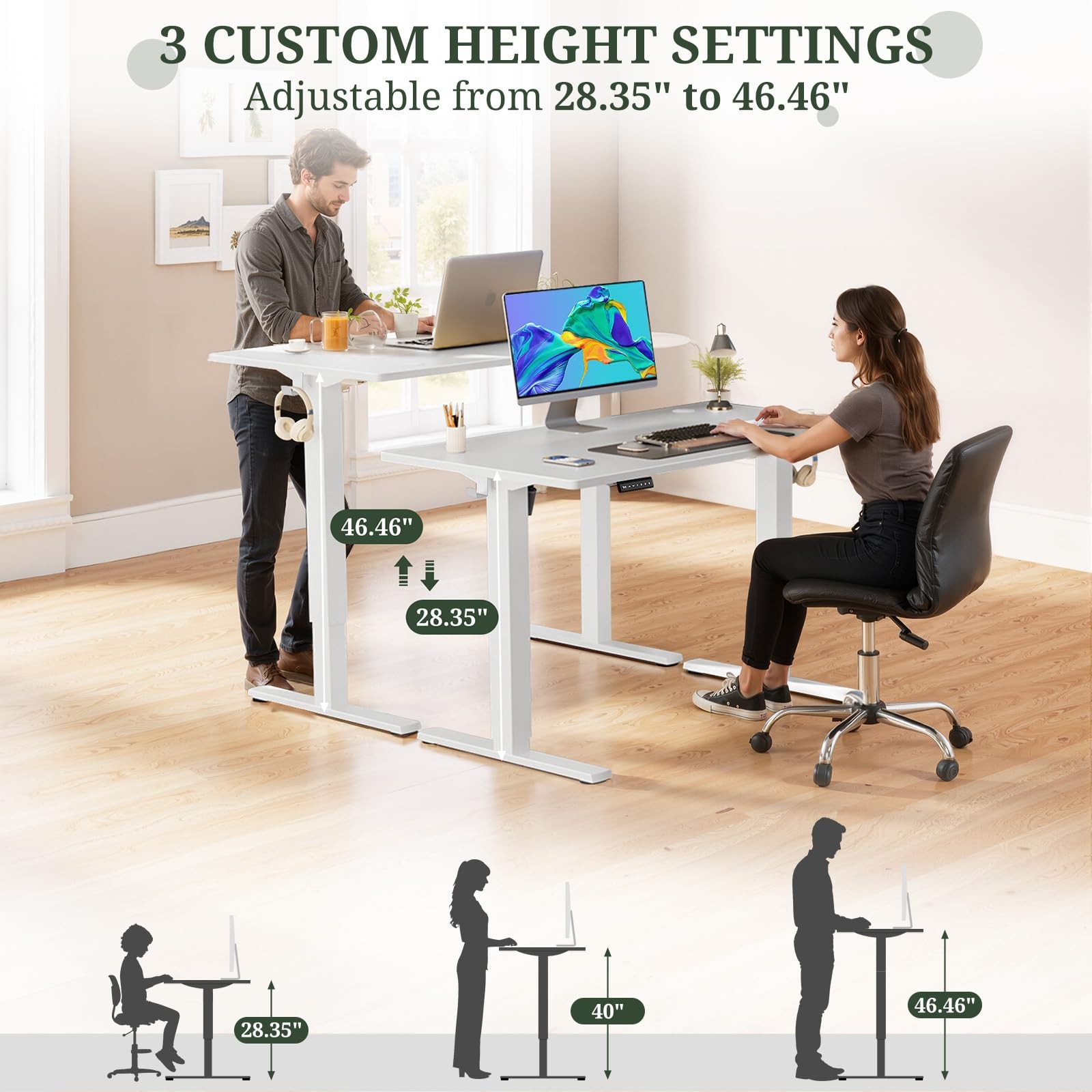 48 x 24 in Electric Standing Desk - Memory Height Adjustable Ergonomic Sit-to-St