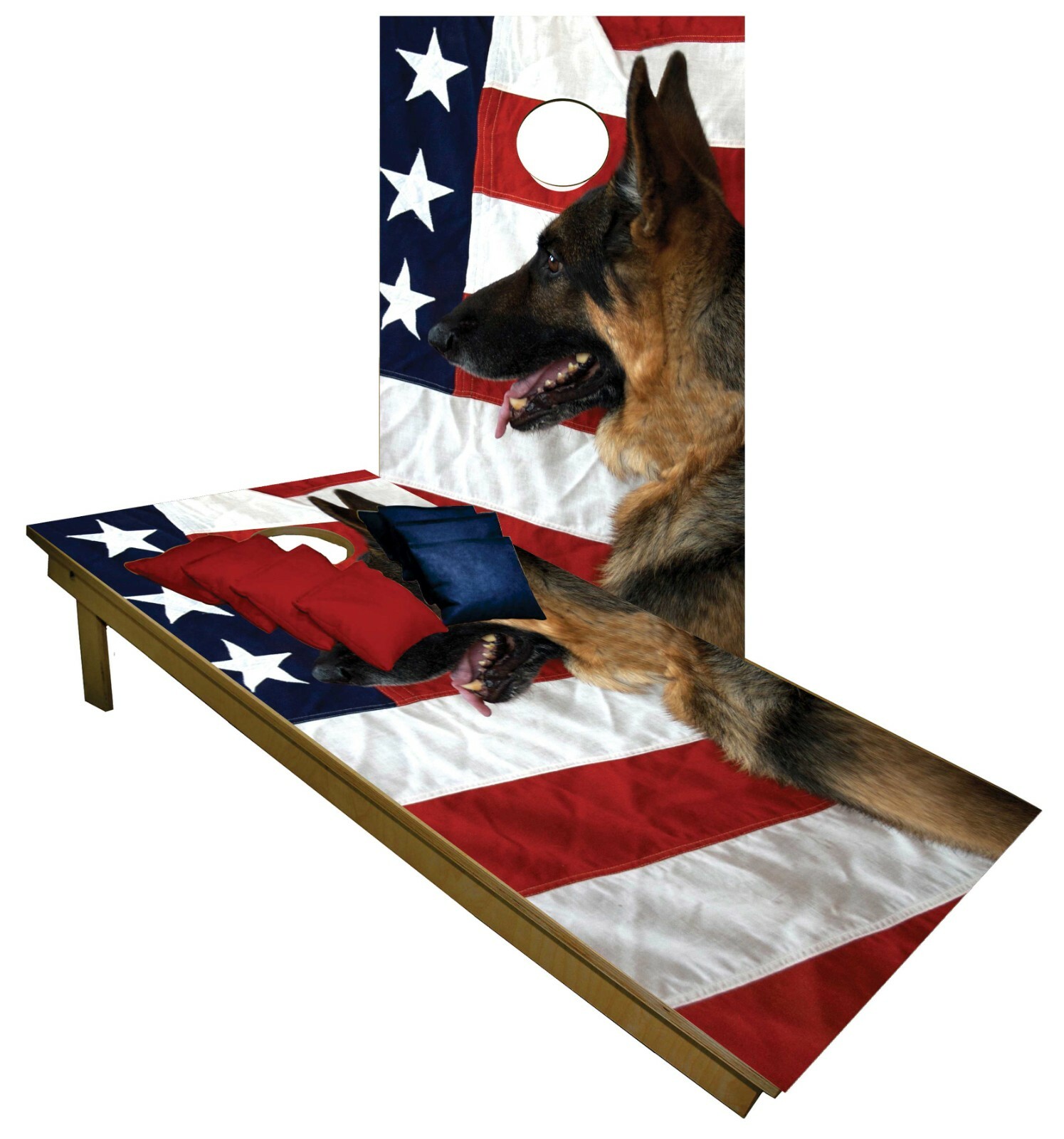 K9 German Shepherd Custom Cornhole Boards BEANBAG TOSS GAME w Bags Patriotic