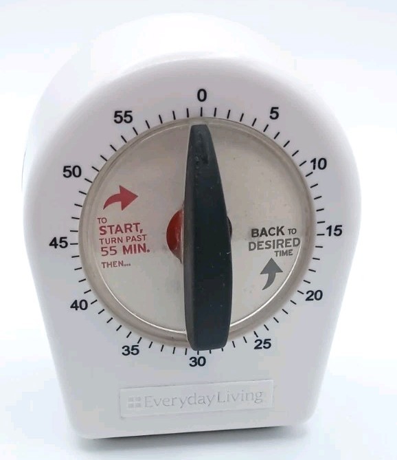 Everyday Living White 60 Minute Kitchen Timer with Long Ring and Direction