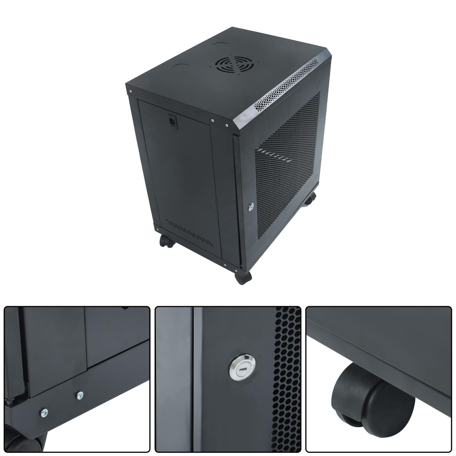 12U Wall Mount Rack Enclosure, 15.5" Deep, Secure Locking Door