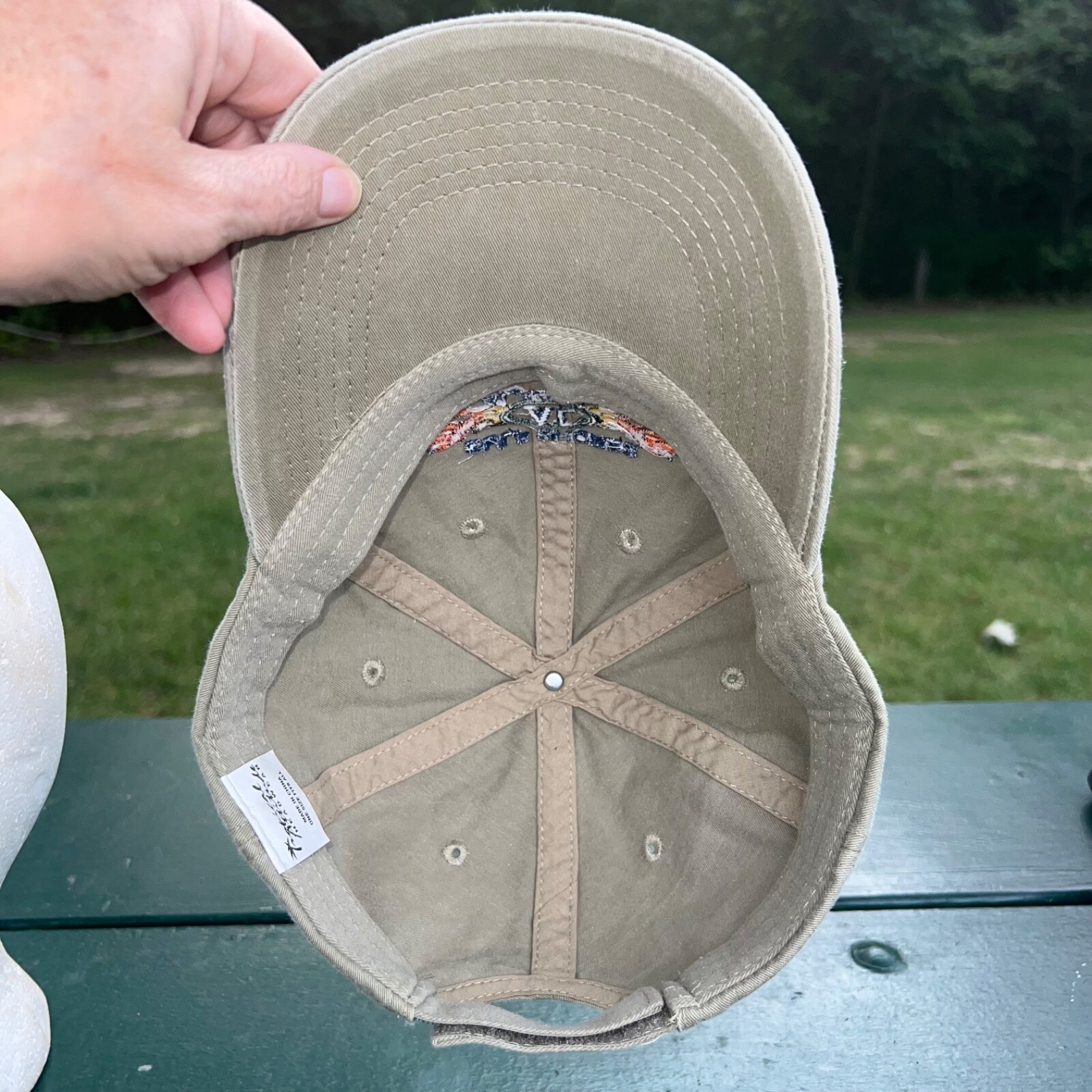 Gulf Shores Alabama w Flames on Light Green Hat Cap Hook Loop EUC