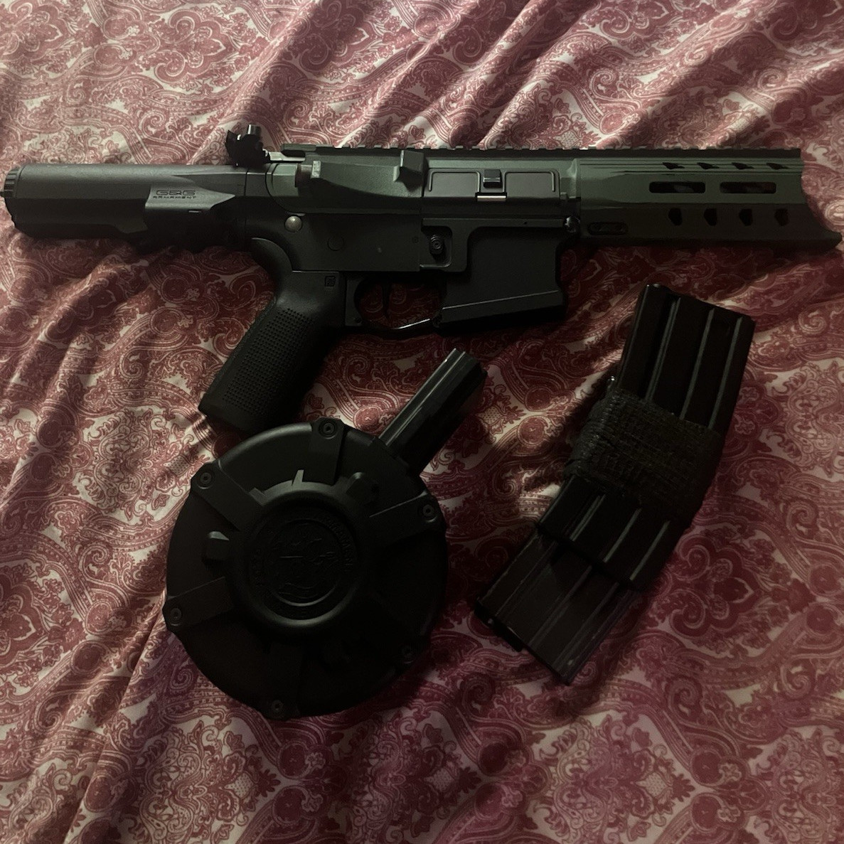Electric Airsoft Rifle w/ Drum Magazine & Stick Magazine, MPN Does Not Apply
