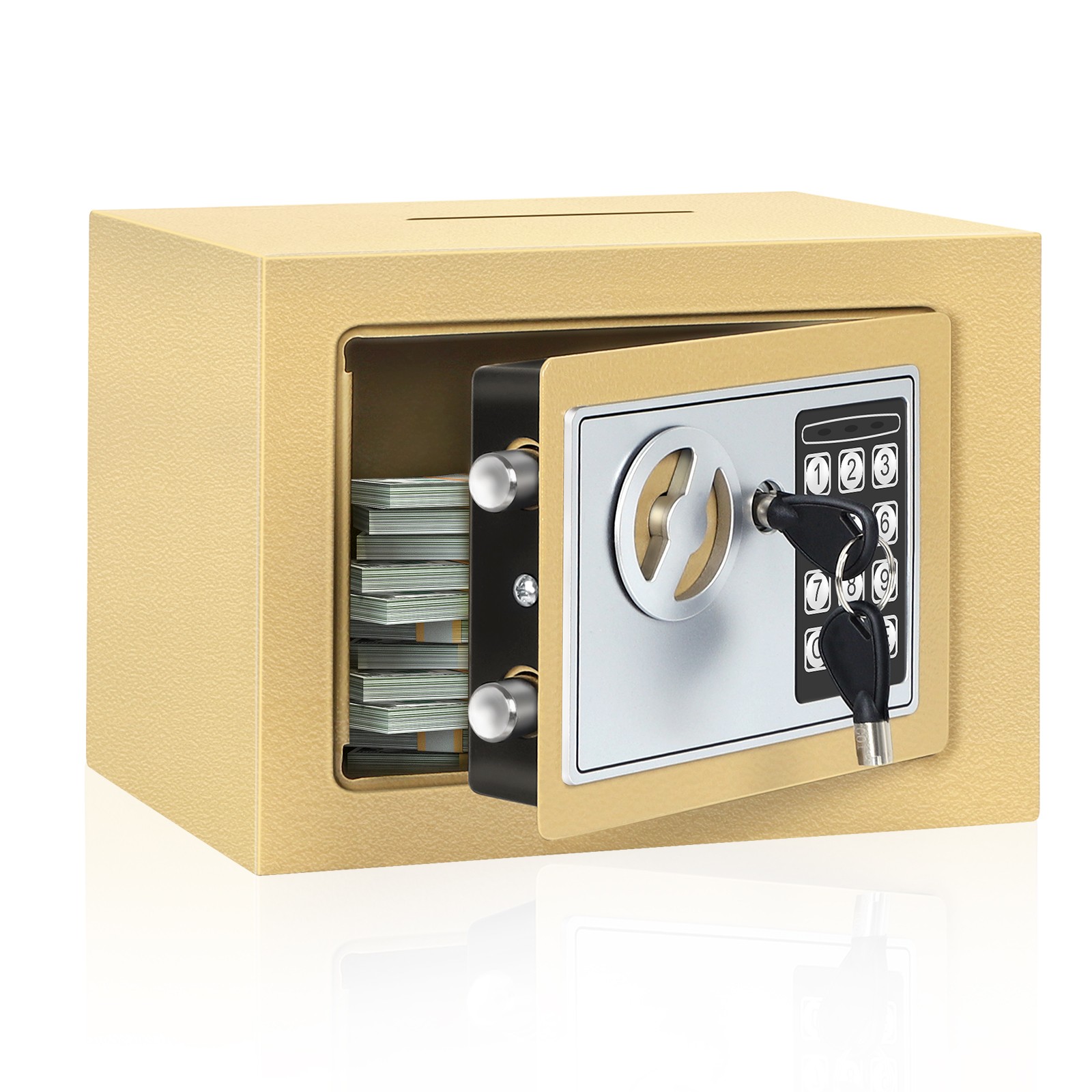Safe Box with Electronic Keypad, Small Hidden Steel Security Lock Box with Key
