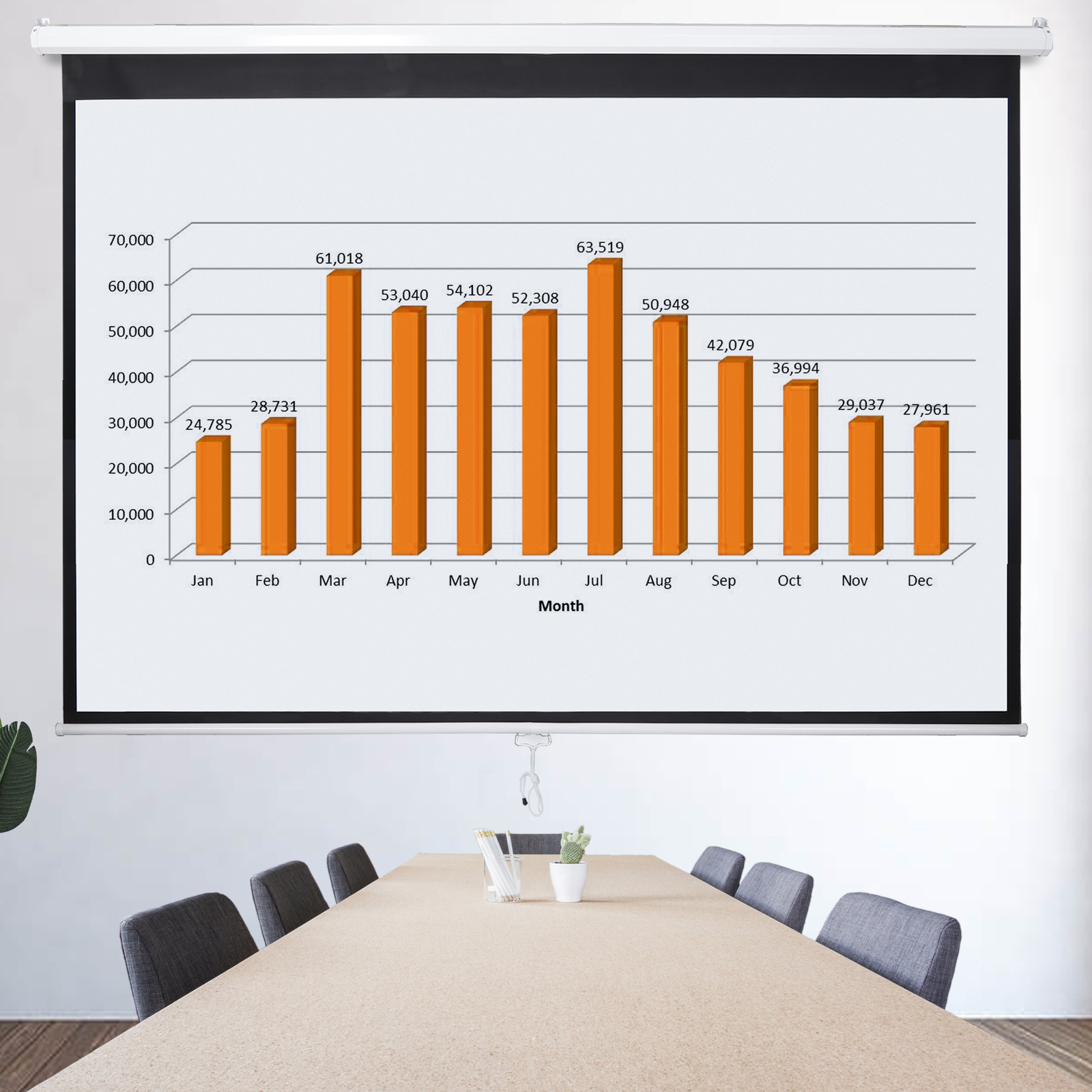 100"Manual Projection Screen Pull Down 16:10 HD Projector 4K Widescreen for Home