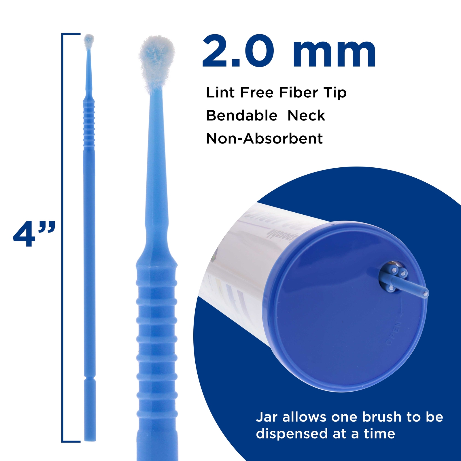 100 Eyelash Extension Micro Brushes, 2.0mm Tip Brush Applicators, Paint Touch Up