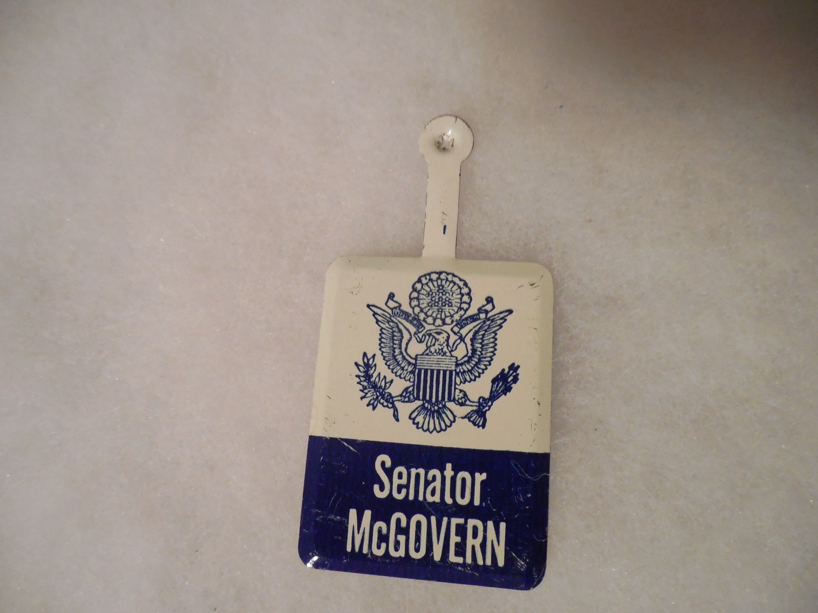 George McGovern Pin Back Button Tab South Dakota Senate Senator Local Campaign
