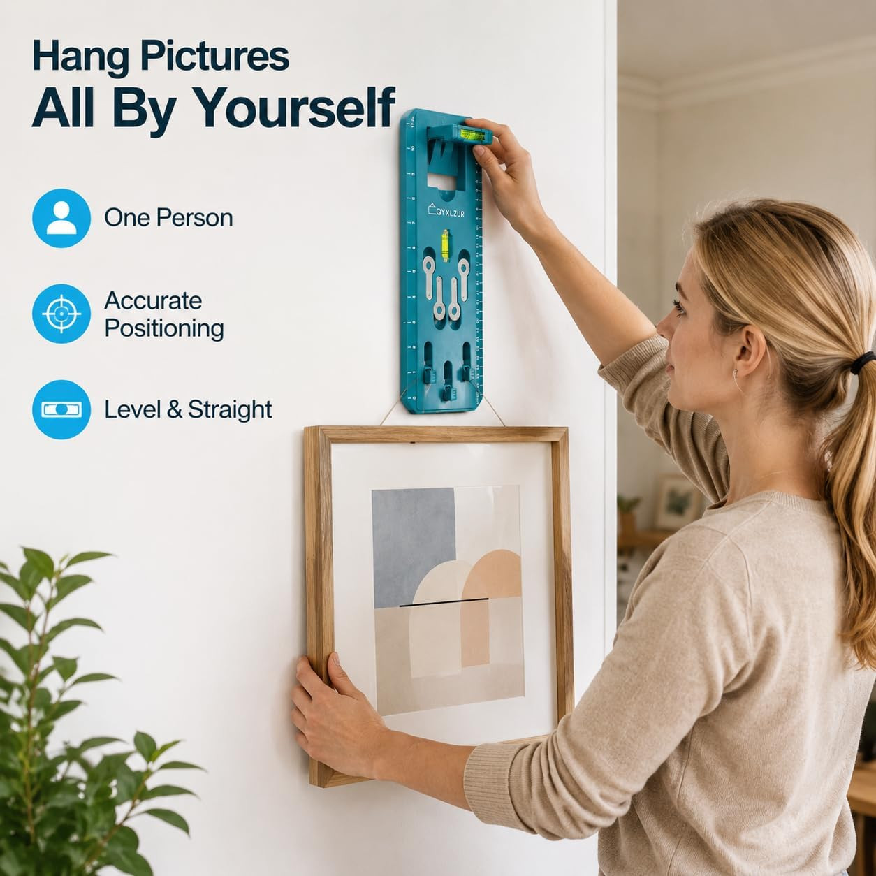 Professional Picture Hanging Tool for Easy One-Person Frame Setup