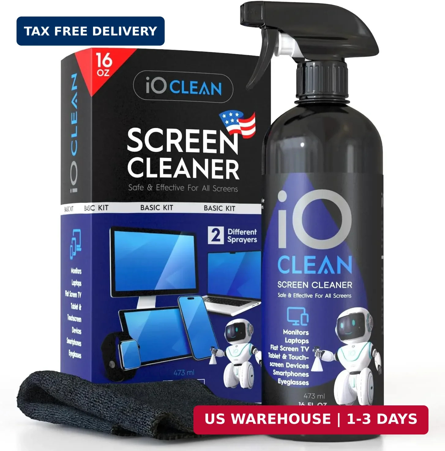Screen Cleaner Spray (16oz - 473ml) - Best Large Cleaning Kit for LCD LED OLED T