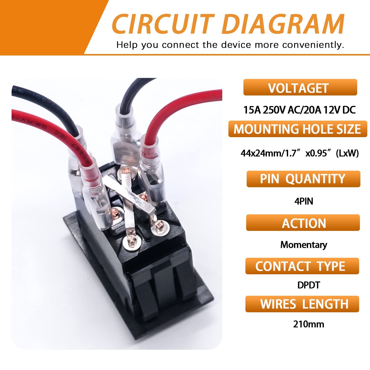 4 Pin DPDT Momentary RV Jack Switch DC12V Reverse Polarity Rocker Switch 20A ...