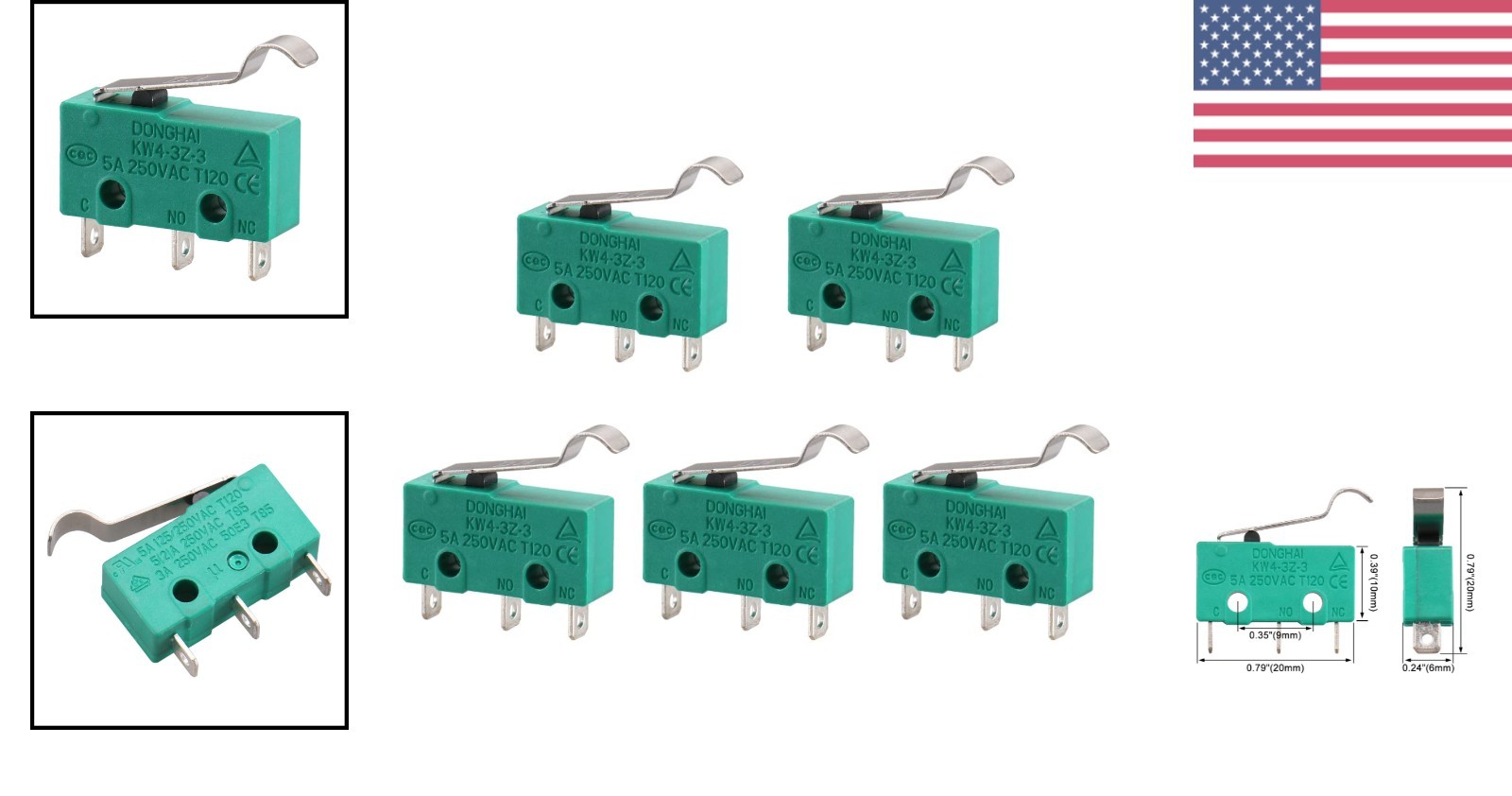 Versatile 5-Pack Hinge Lever Micro Switch for Home Appliances & CNC Machines