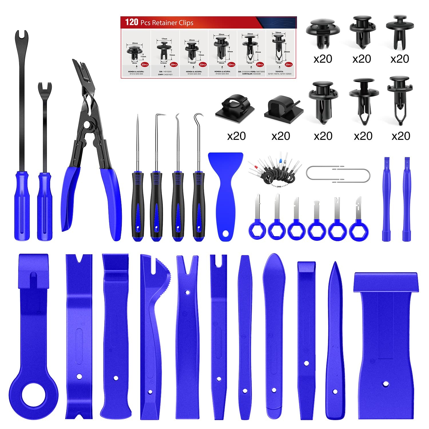 Nilight 200Pcs Trim Removal Tool, Auto Clips, 200 Clips+ Remover Tools Blue