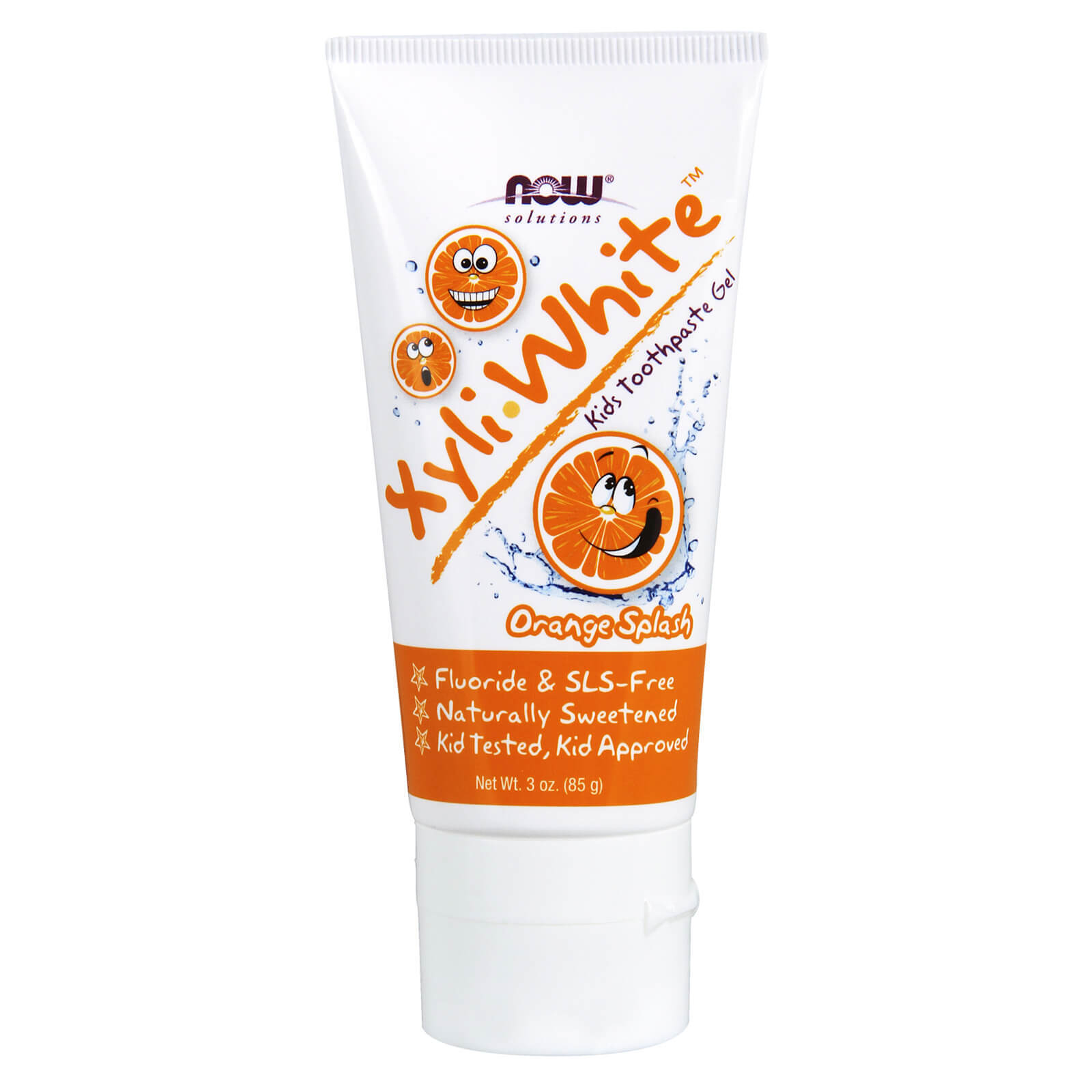 NOW FOODS XyliWhite Orange Splash Toothpaste Gel for Kids - 3 oz, Fluoride Free