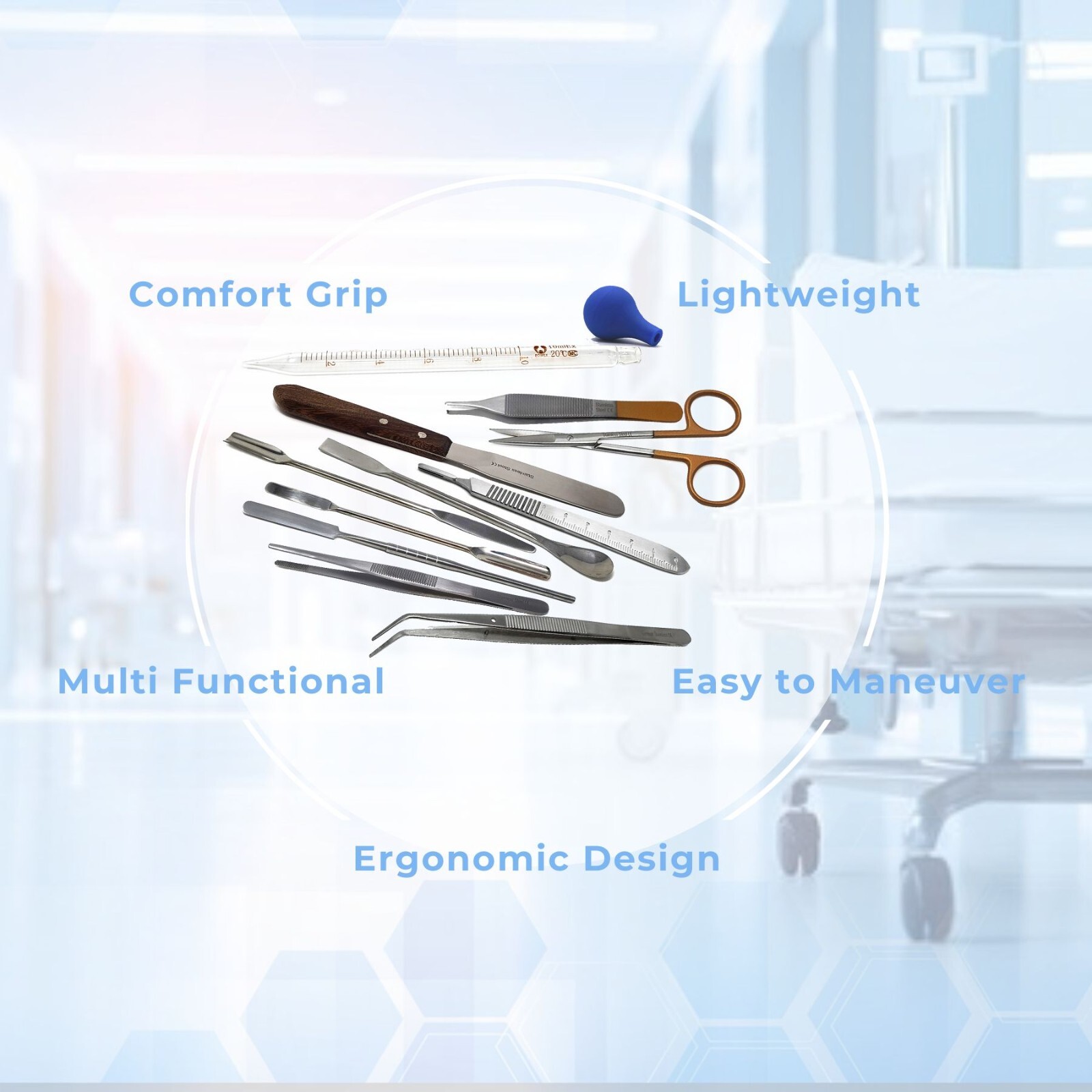 11 Pcs Science Lab Spatula Tweezer Dissecting Scissors Pipette Sampler Set