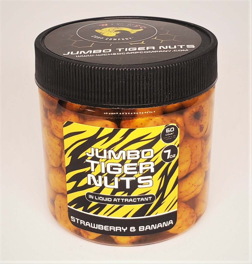 Jumbo Strawberry & Banana Tiger Nuts in Liquid | PVA Friendly Carp Bait