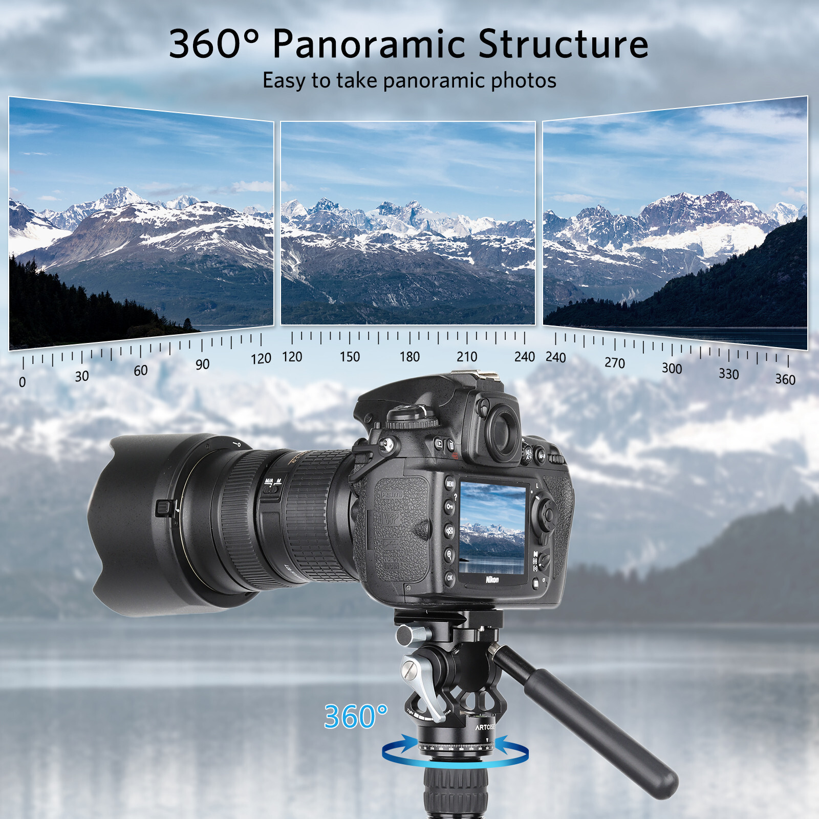 Fluid Video Head Compact Tripod Head Pan Tilt Head W/ Acra Quick Release Plate