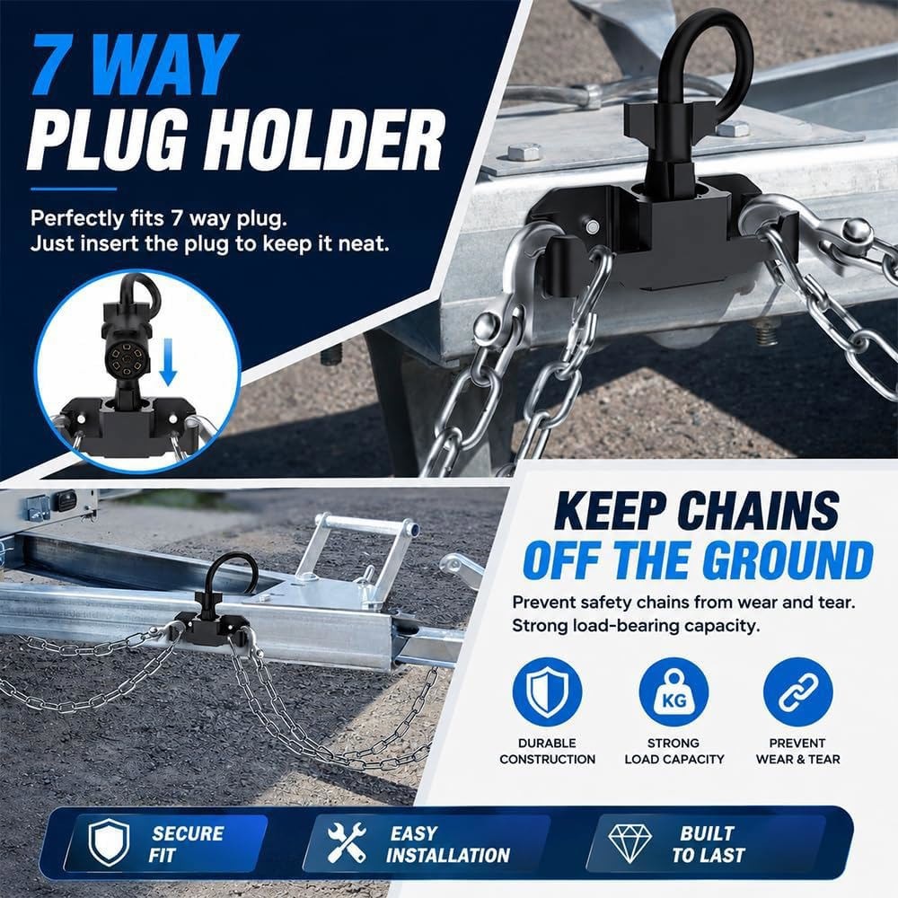 Trailer Towing Organizer for 7 Way Plug Hook Chain Cable Wire Harness Holder Kit