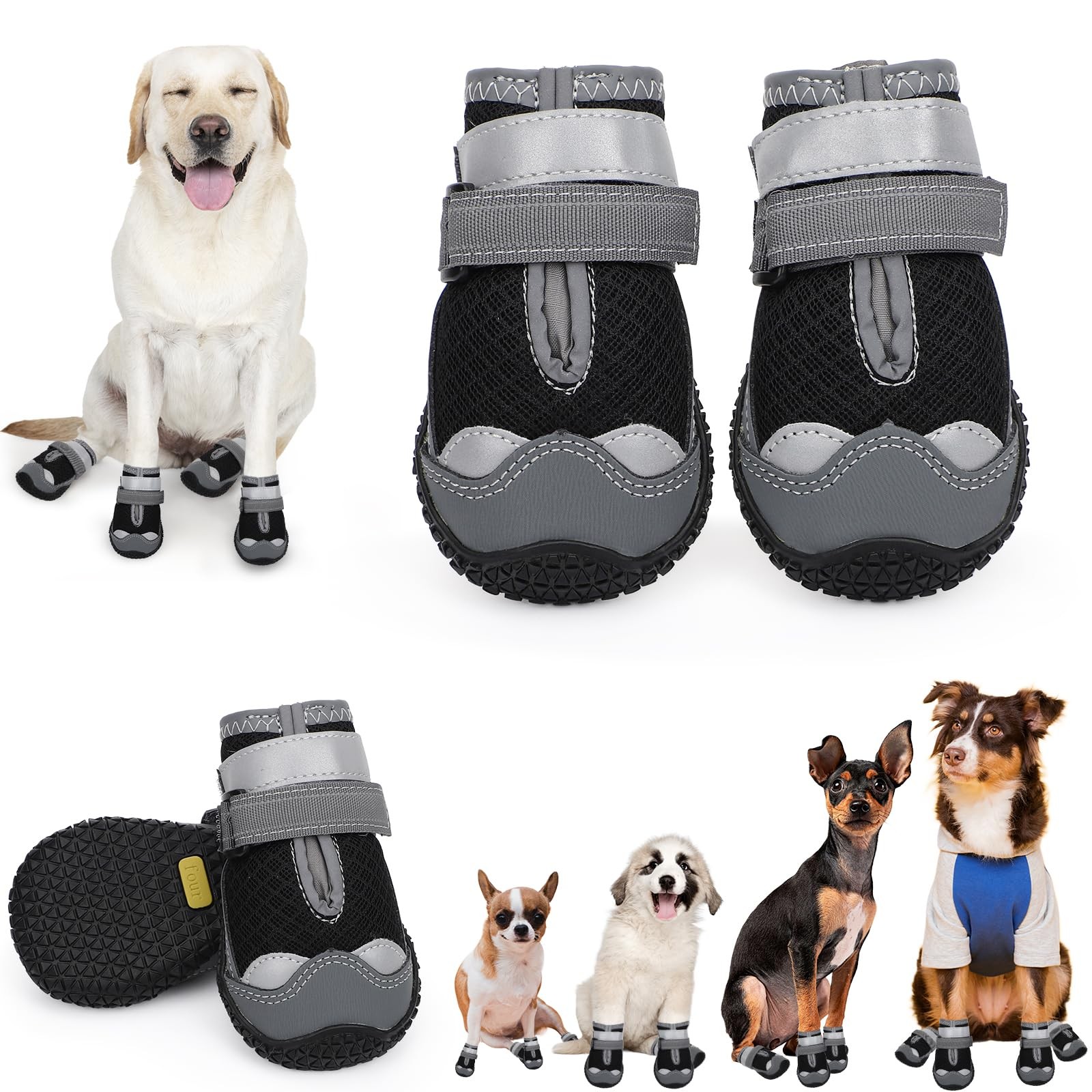 Dog Shoes for Hot Pavement,Dog Boots & Paw Protectors for Large Medium Size Dogs