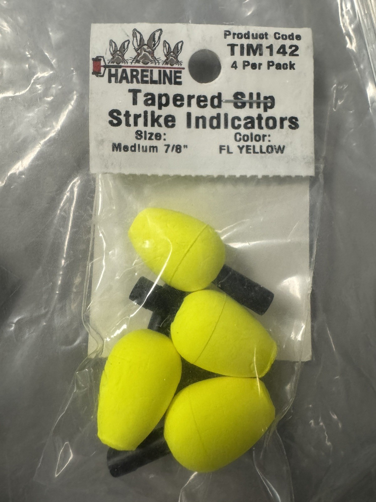 Hareline Tapered Slip Strike Indicators Size MedIum 7/8" FL YELLOW