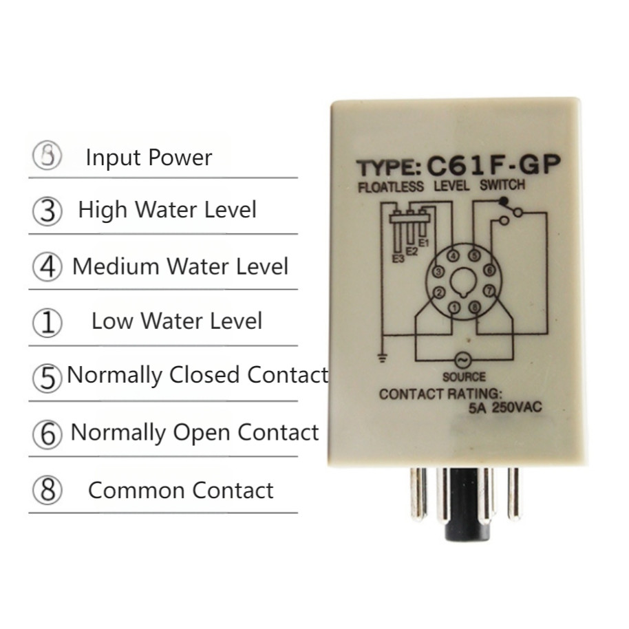 Water Level Relay Floatless Controller Pump Control 5A250VAC Contact Rating