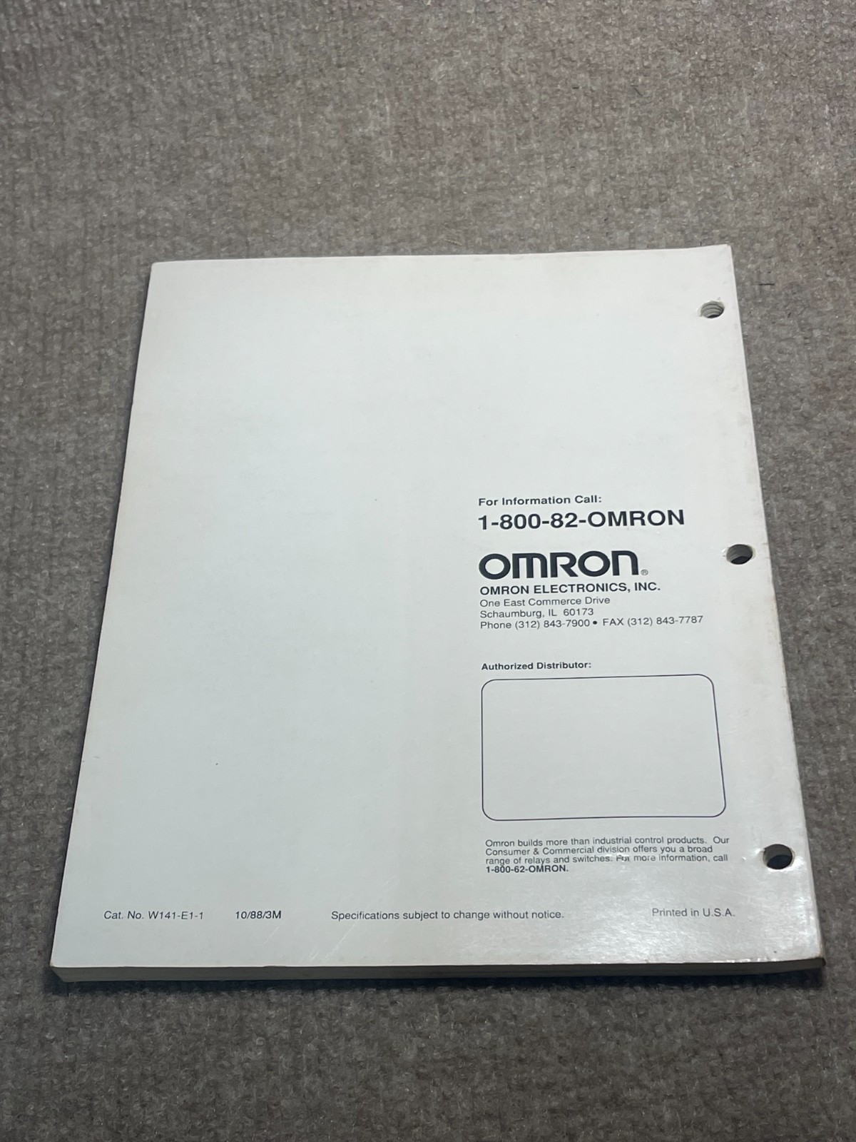 OMRON Sysmac Programmable Controller CQM1 Operation Manual