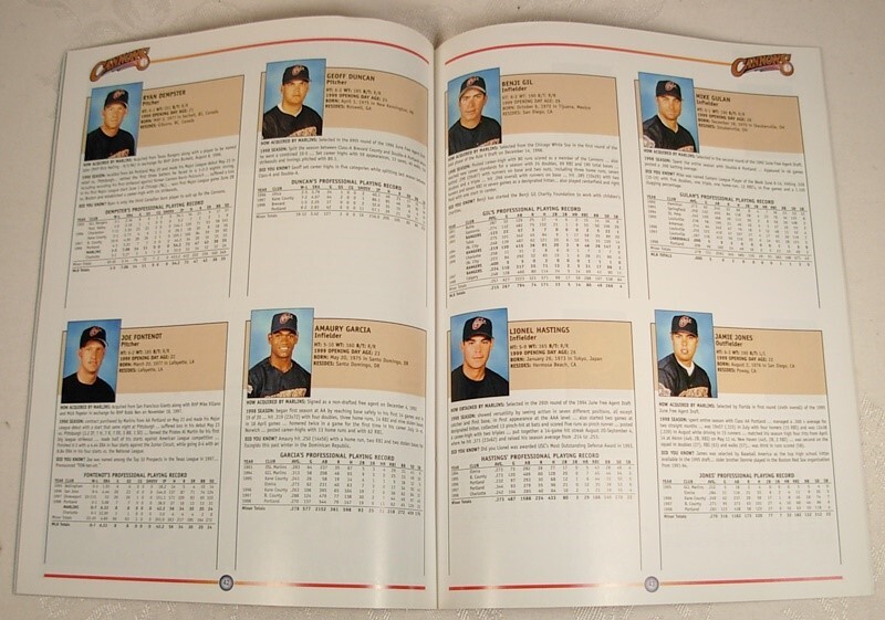 CALGARY CANNONS FLORIDA MARLINS 1999 BASEBALL PROGRAM DANNY BAUTISTA