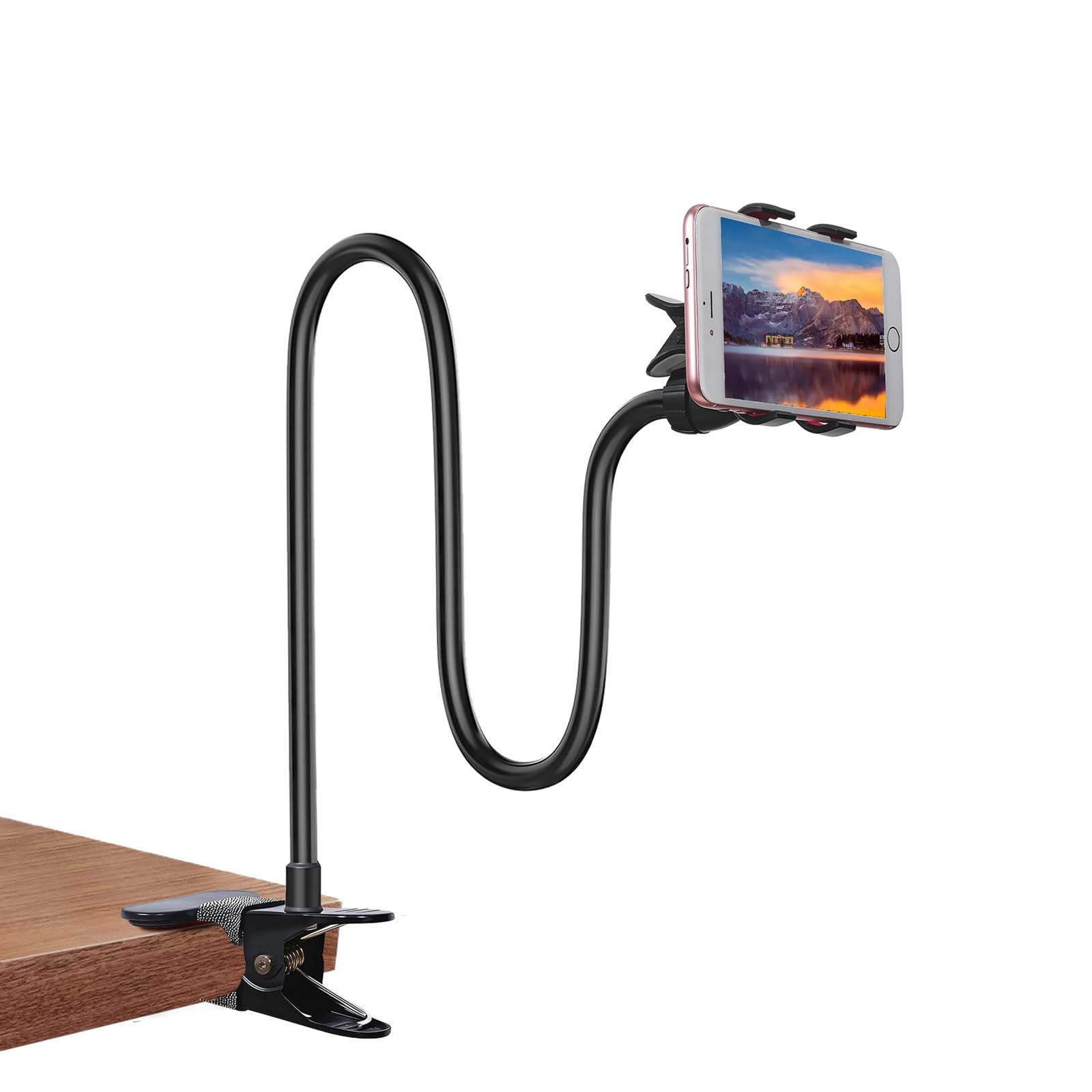 Gooseneck Bed Phone Holder, Flexible Long Arm Clip On Phone Holder for Bed, Desk