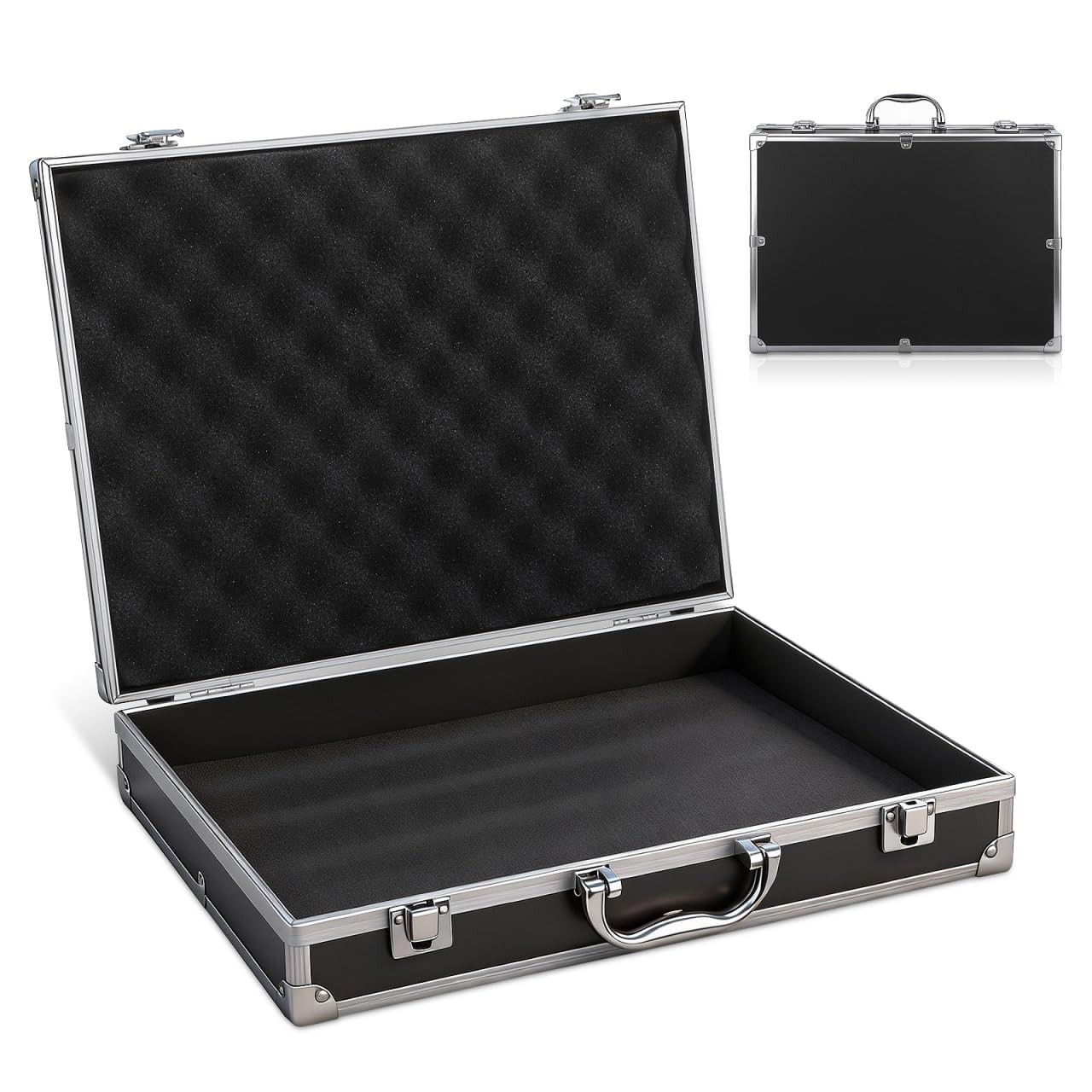 ERINGOGO Aluminum Briefcase - 11 Inch Hard Laptop Briefcases with Lock, Black