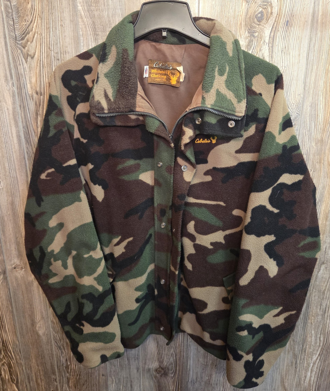 VTG Cabela's Whitetail Clothing Jacket Sz Lrg Gore-Tex Fleece Camo 90s USA Made