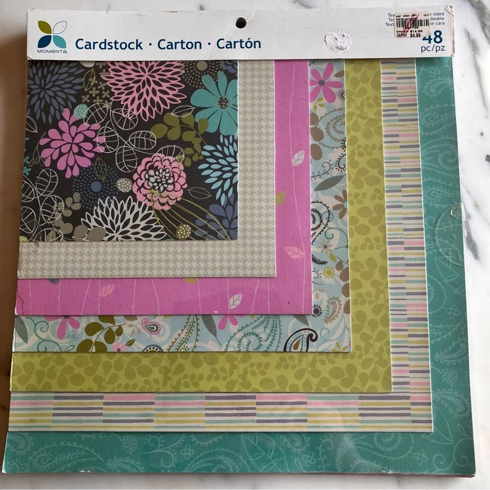 48 Pgs Momenta Cardstock Pack w/ Floral Designs including stickers & adhesives